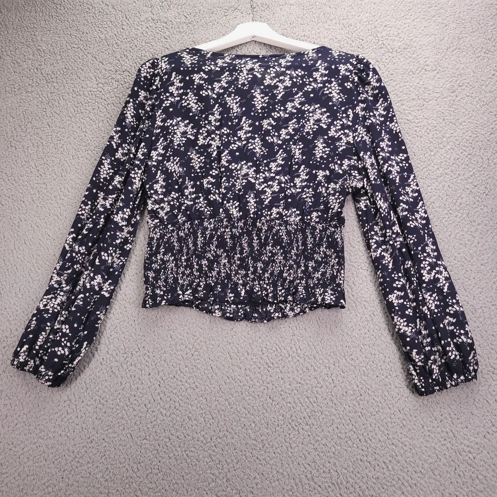 GRADE & GATHER Top Size LARGE Remmi Navy Blue Floral Smocked fab'rik NEW - Picture 16 of 16